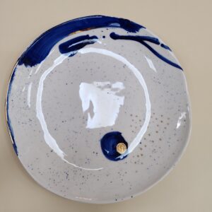 Plavo zlatni veliki tanjir od porcelana
